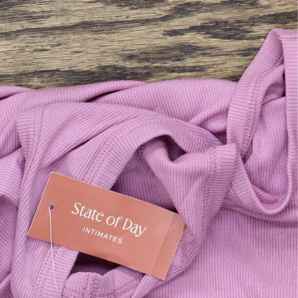 NWT State Of Day Womens Ribbed Sleep Tank Top 100180162MS Mauve Orchid Purple XL - Picture 4 of 5